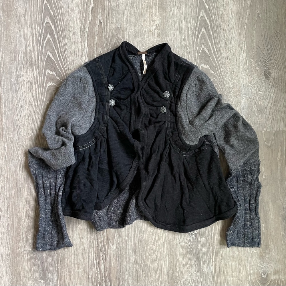 Free People Black and Gray Sweater